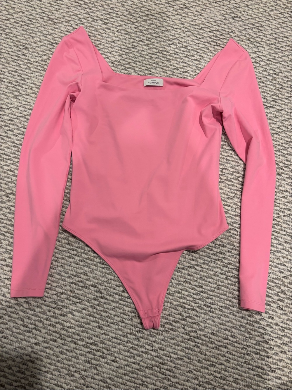 Babaton Pink Long-Sleeve Square Neck Bodysuit